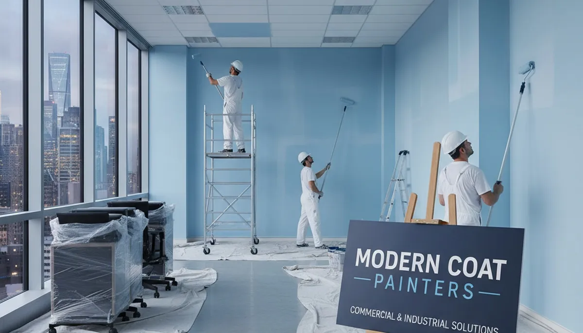 Commercial painters in Fort Worth, TX applying durable exterior coatings for a business property